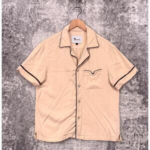 Tombolo Shirt Small Mens Cambrisa Camp Collar Parchment Button Down